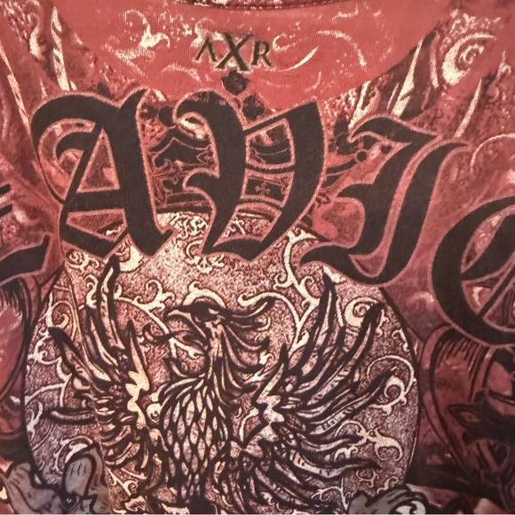 Men’s Xzavier Red Short Sleeve Graphic Tee with Artistic Design Size XL - Picture 5 of 9